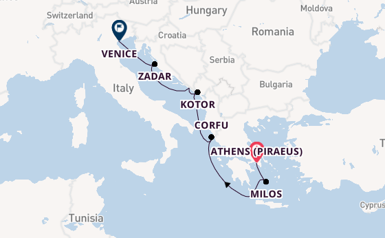 Eastern Mediterranean from Athens (Piraeus), Greece with the Ilma
