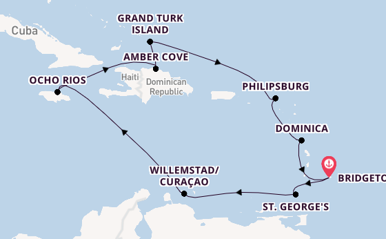 Caribbean from Bridgetown, Barbados with the Britannia 