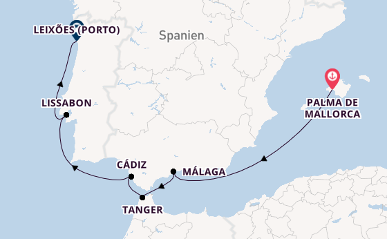 Westliches Mittelmeer ab Palma de Mallorca, Spanien auf der Mein Schiff 6