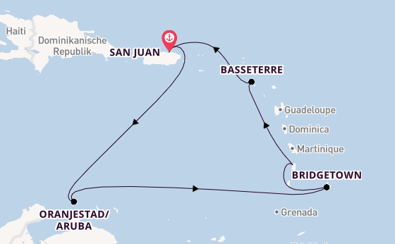 Karibik ab San Juan, Puerto Rico auf der Norwegian Viva