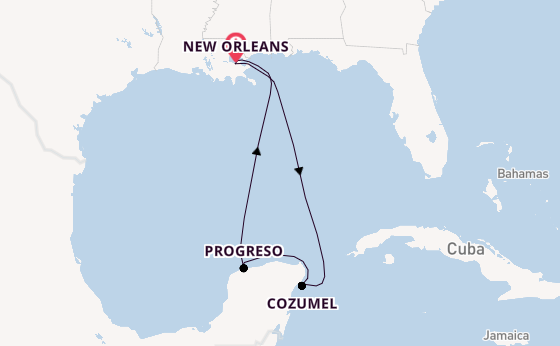Western Caribbean from New Orleans, Louisiana with the Carnival Dream