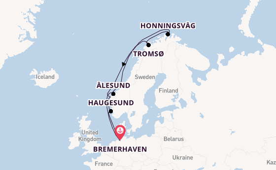 Noorwegen vanaf Bremerhaven, Duitsland met de Mein Schiff 1