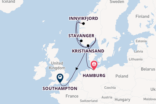 Norway from Hamburg, Germany with the Queen Victoria