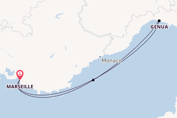 Westelijke Middellandse Zee vanaf Marseille, Frankrijk met de MSC Grandiosa