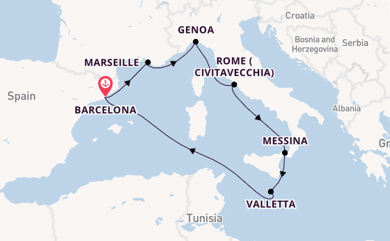 The Italian Riviera, Sicily & Malta With Stay