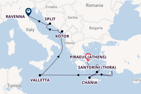 Eastern Mediterranean from Piraeus (Athens), Greece with the Celebrity Eclipse