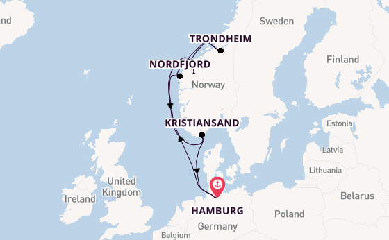 Noorwegen vanaf Hamburg, Duitsland met de Mein Schiff Relax