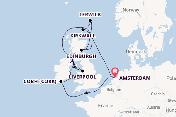 Britse Eilanden vanaf Amsterdam, Nederland met de Celebrity Apex
