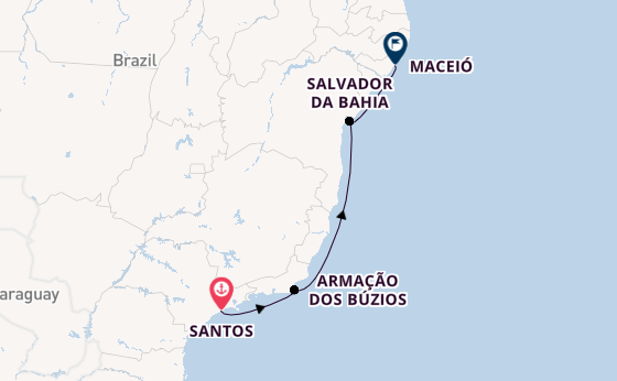 Brazil from Santos, Brazil with the MSC Virtuosa
