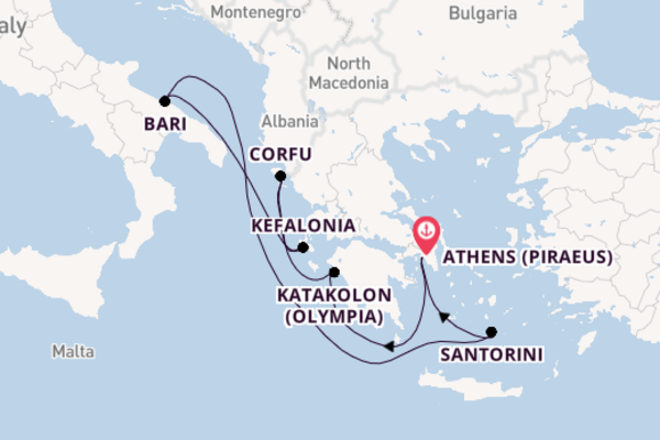 Sailing from Athens (Piraeus) via Corfu
