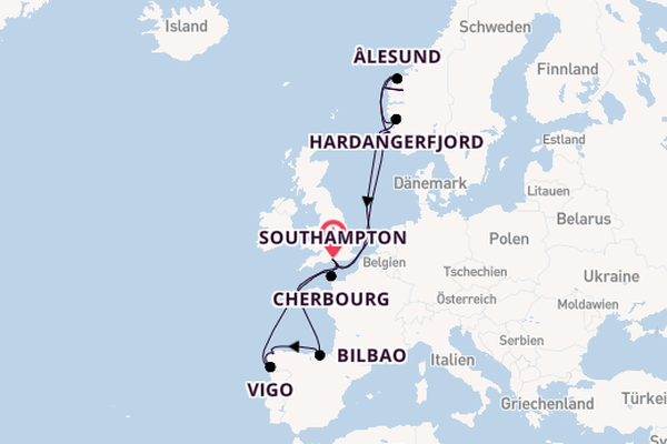 Norwegen ab Southampton, Großbritannien auf der Arvia