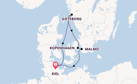 Oostzee vanaf Kiel, Duitsland met de VASCO DA GAMA