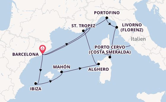 Westliches Mittelmeer ab Barcelona, Spanien auf der EXPLORA I