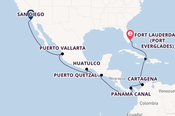 Central America from Fort Lauderdale (Port Everglades), Florida, USA with the Eurodam