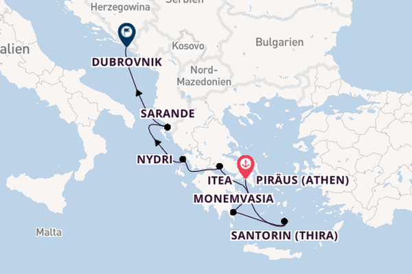 Östliches Mittelmeer ab Piräus (Athen), Griechenland auf der Seabourn Quest