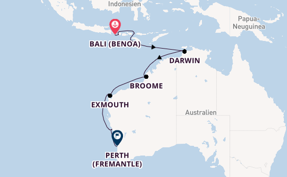 Australien ab Bali (Benoa), Indonesien auf der Seven Seas Navigator