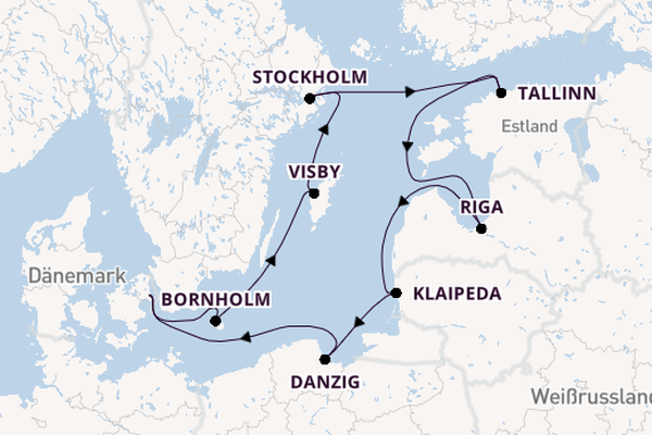 Ostsee ab Kopenhagen, Dänemark auf der Seabourn Quest