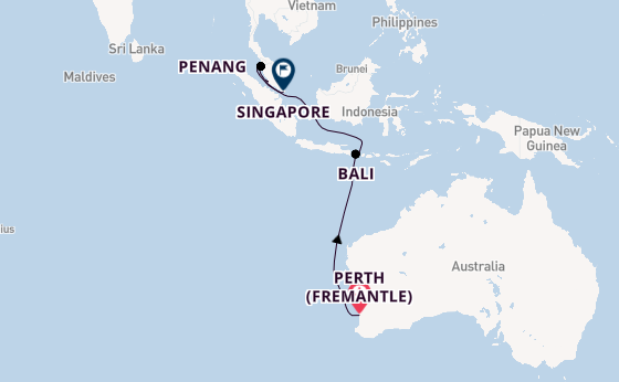 South East Asia from Perth (Fremantle), Australia with the Sapphire Princess