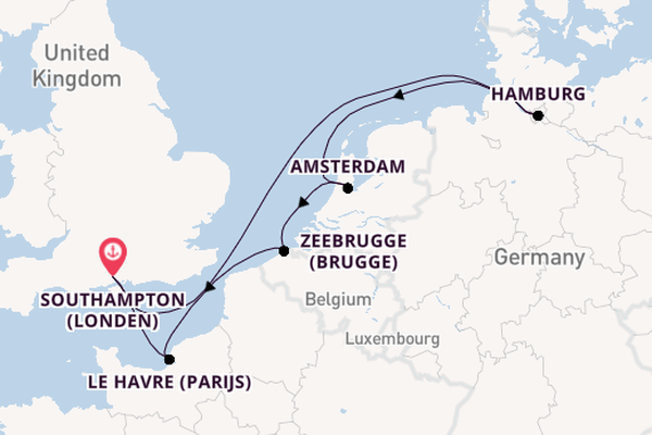 Engeland vanaf Southampton (Londen), Engeland met de MSC Preziosa