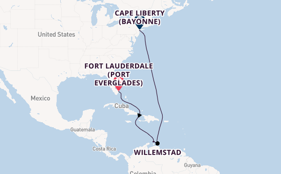 Southern Caribbean from Fort Lauderdale (Port Everglades), Florida with the Oasis of the Seas
