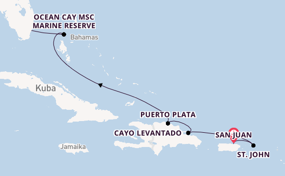 Karibik ab San Juan, Puerto Rico auf der EXPLORA IV