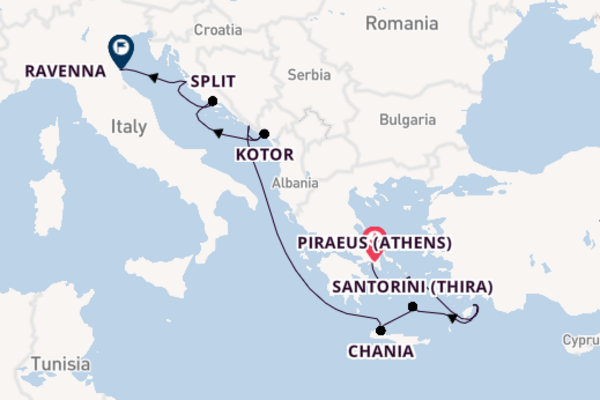 Eastern Mediterranean from Piraeus (Athens), Greece with the Celebrity Eclipse