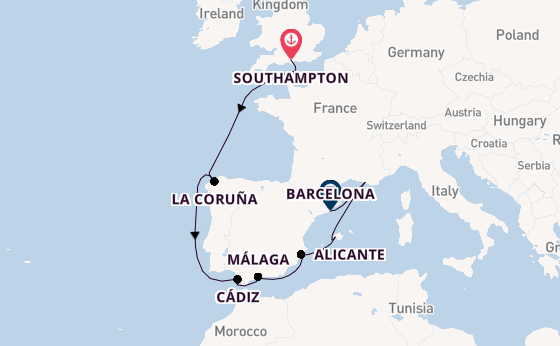 Western Mediterranean from Southampton, England with the MSC Virtuosa