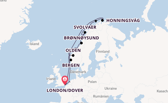 Norwegen ab London/Dover, Großbritannien auf der Seabourn Quest