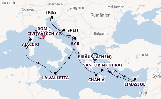 Mittelmeer ab Civitavecchia (Rom), Italien auf der Enchanted Princess