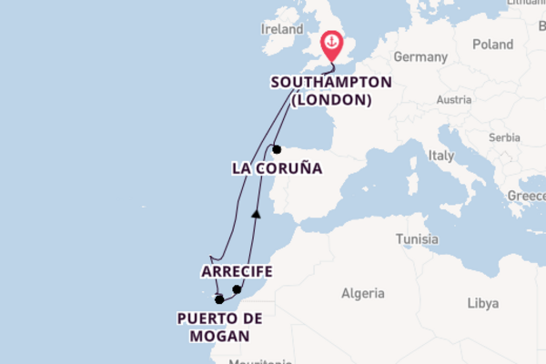 Canary Islands from Southampton (London), England, United Kingdom with the Ventura