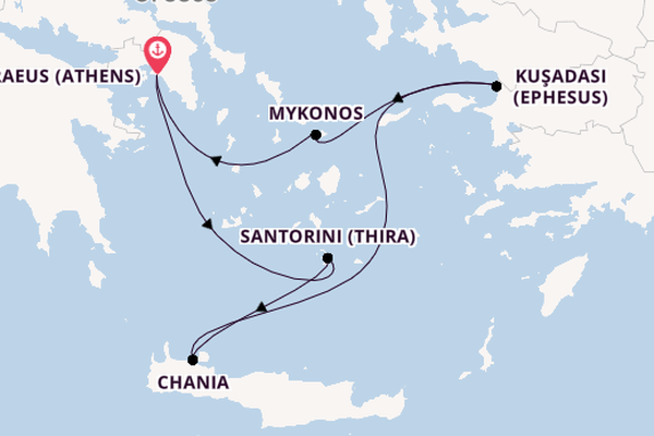 Eastern Mediterranean from Piraeus (Athens), Greece with the Scarlet Lady