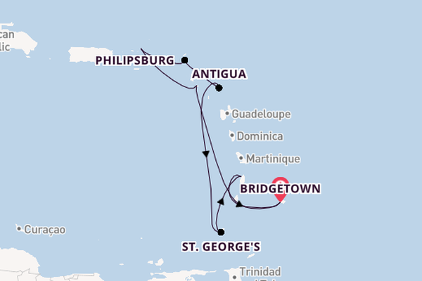 Southern Caribbean from Bridgetown, Barbados with the Iona