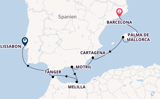 Mittelmeer ab Barcelona, Spanien auf der Seabourn Ovation