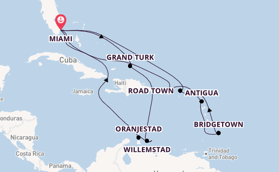Caribbean from Miami, Florida with the Queen Elizabeth