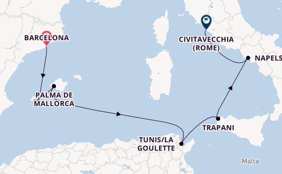 Westelijke Middellandse Zee vanaf Barcelona, Spanje met de Explora VI