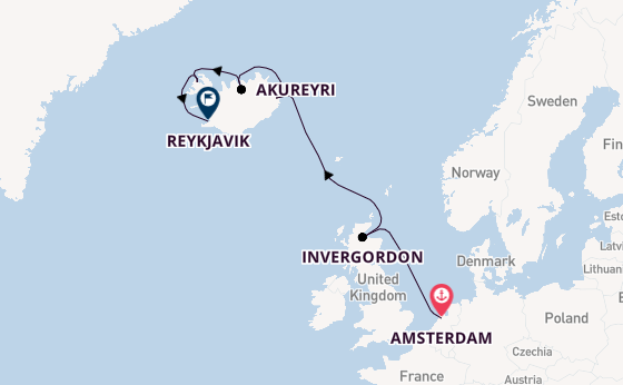Arctic Ocean from Amsterdam, Netherlands with the Zuiderdam