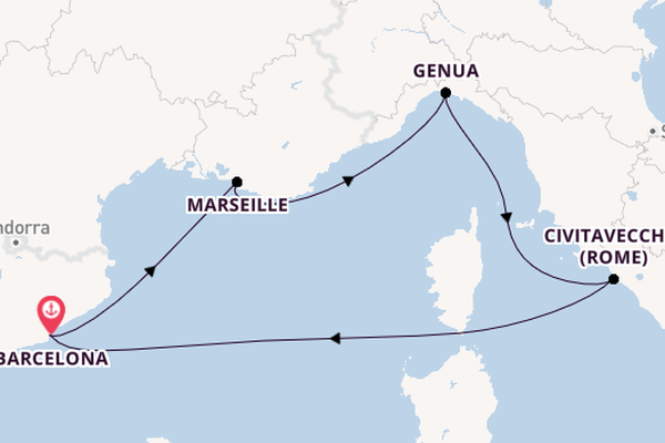 Westelijke Middellandse Zee vanaf Barcelona, Spanje met de MSC Fantasia
