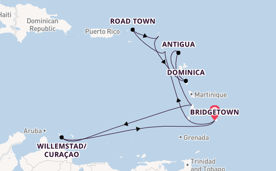 Southern Caribbean from Bridgetown, Barbados with the Arvia