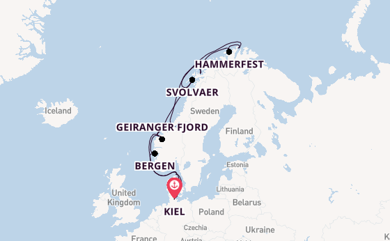 Noorwegen vanaf Kiel, Duitsland met de VASCO DA GAMA