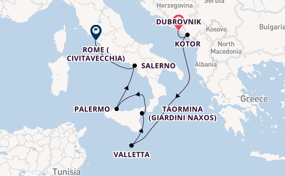 Mediterranean Sea from Dubrovnik, Croatia with the Seabourn Ovation 