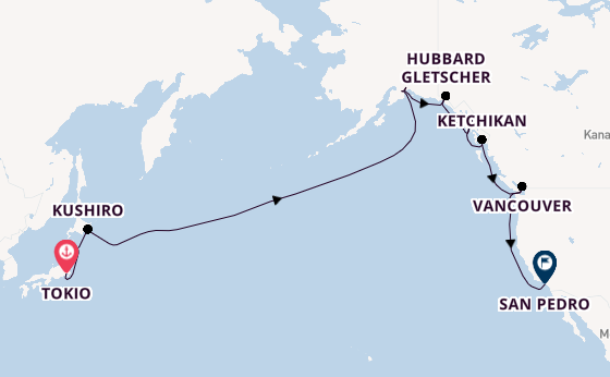 Transpazifik ab Tokio, Japan auf der Coral Princess