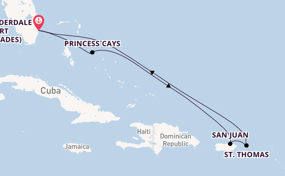 Caribbean from Fort Lauderdale (Port Everglades), Florida, USA with the Regal Princess