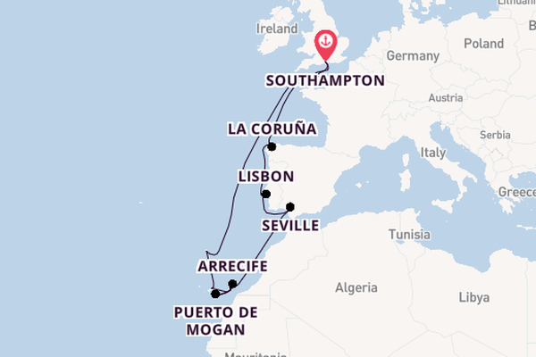 Canary Islands from Southampton, England with the Iona