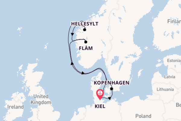 Noorwegen vanaf Kiel, Duitsland met de MSC Euribia