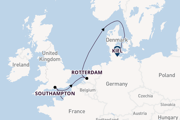 England from Le Havre (Paris), France with the Costa Diadema