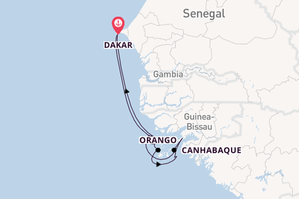 Westafrika ab Dakar, Senegal auf der Le Champlain