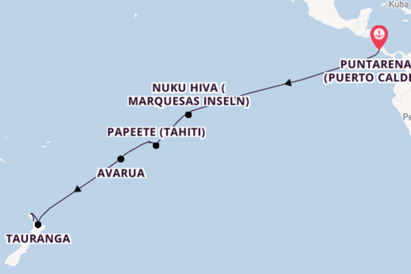 Transpazifik ab Puntarenas (Puerto Caldera), Costa Rica auf der Amadea