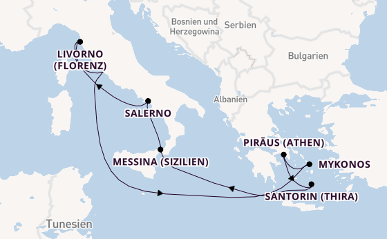 Mittelmeer ab Civitavecchia (Rom), Italien auf der Norwegian Epic