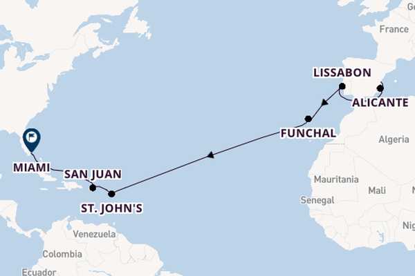 trans-Atlantisch vanaf Valencia, Spanje met de MSC Divina