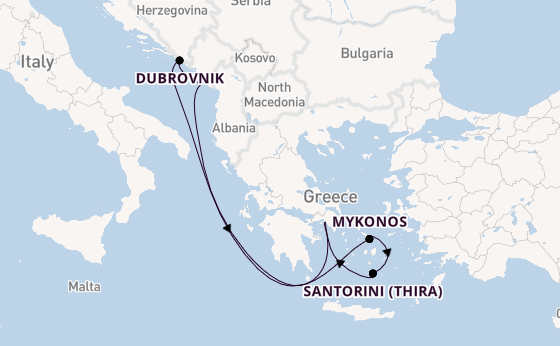 Eastern Mediterranean from Piraeus (Athens), Greece with the Celebrity Infinity